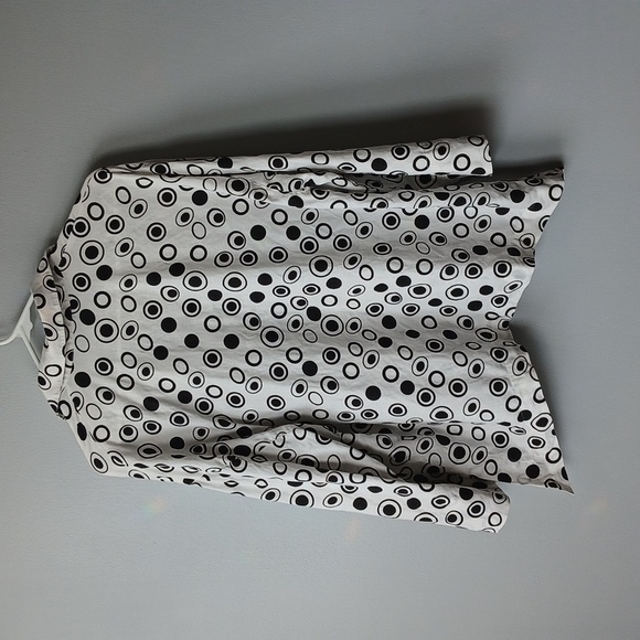 Courtney Washington Linen Black and White Polka Dot Blouse Womens Medium - Picture 7 of 7